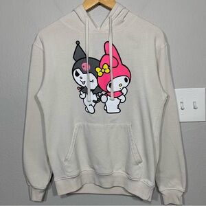 Sanrio Kuromi My Melody Beige Cream Anime Cartoon‎ Pullover Hoodie Small